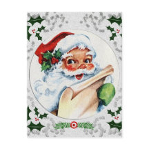 Santa Claus Checking List Snowflake Holly Frame