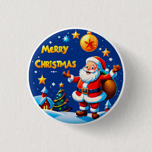 Santa Claus Cheerful Greeting 3 Cm Round Badge