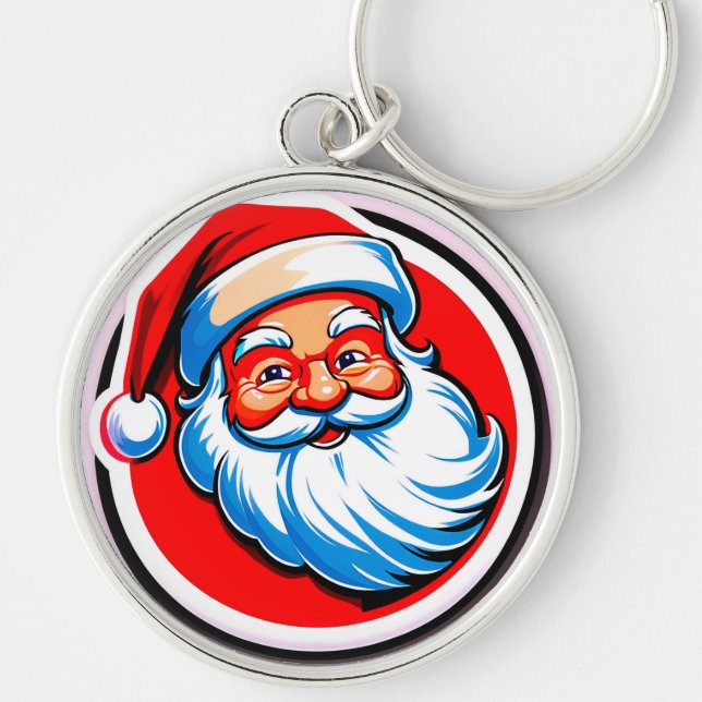 Santa Claus Cheerful Greeting Key Ring (Front)