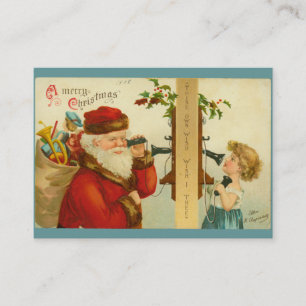 Santa Claus & Child on Telephone Vintage Style Business Card