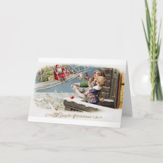 Santa Claus Children Christmas Vintage Holiday Card