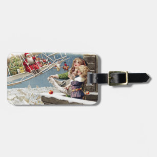 Santa Claus Children Christmas Vintage Luggage Tag