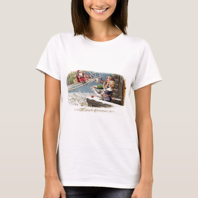 Santa Claus Children Christmas Vintage T-Shirt (Front)