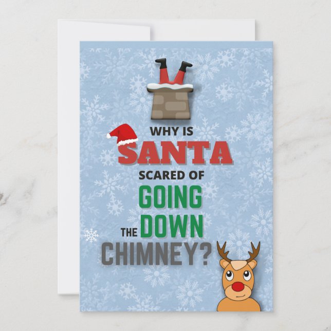 Santa Claus chimney snowflakes funny joke blue (Front)