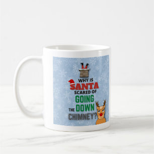 Santa Claus chimney snowflakes funny joke blue Coffee Mug
