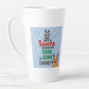 Santa Claus chimney snowflakes funny joke blue Latte Mug