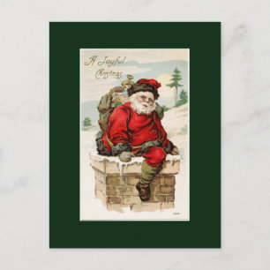 Santa Claus Chimney Vintage Christmas Holiday Postcard