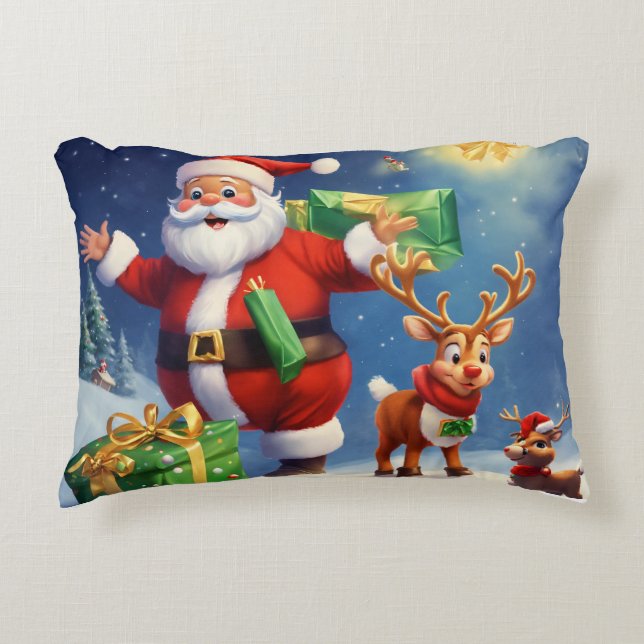 SANTA CLAUS CHRISMAS COLOURFUL THROW PILLOW  (Front)