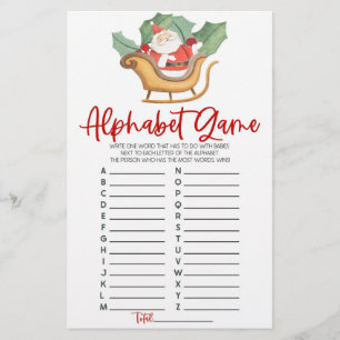 Santa Claus Christmas Alphabet Baby Shower Game Stationery