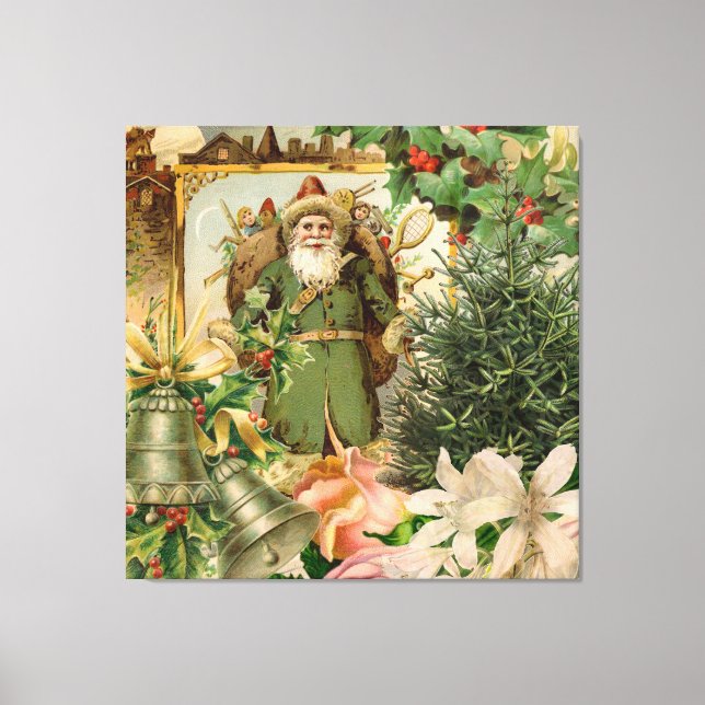 Santa Claus Christmas Antique Beautiful Art Canvas Print (Front)