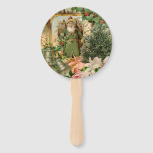 Santa Claus Christmas Antique Beautiful Art Hand Fan