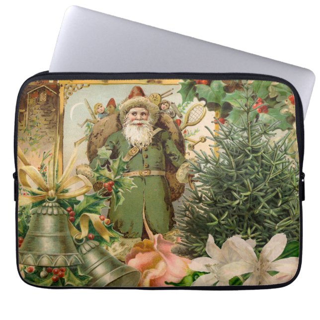 Santa Claus Christmas Antique Beautiful Art Laptop Sleeve (Front)