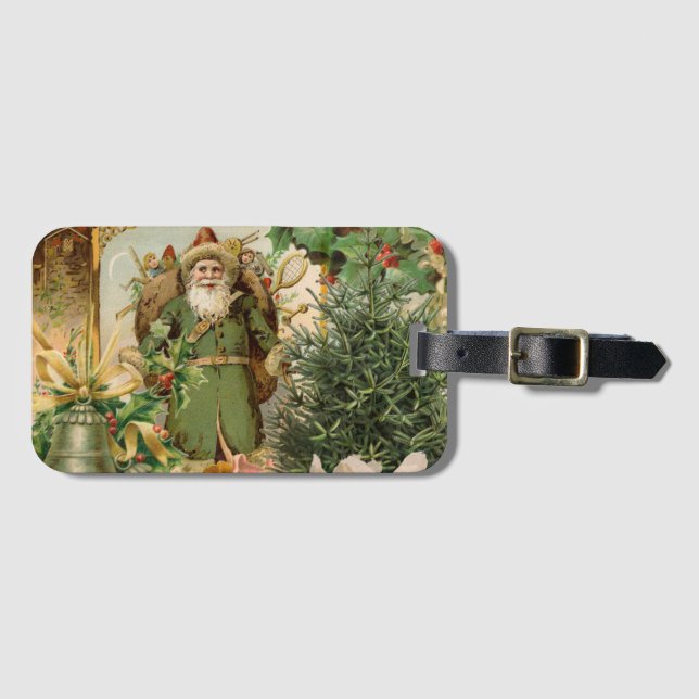Santa Claus Christmas Antique Beautiful Art Luggage Tag (Front Horizontal)