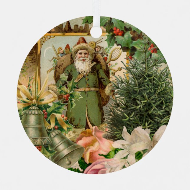 Santa Claus Christmas Antique Beautiful Art Metal Tree Decoration (Front)