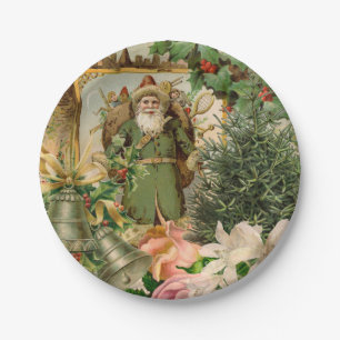 Santa Claus Christmas Antique Beautiful Art Paper Plate