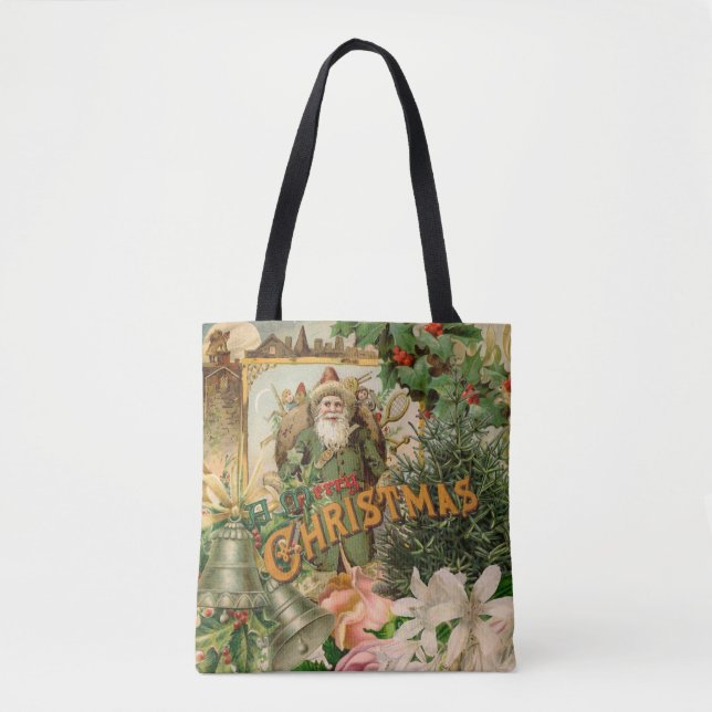 Santa Claus Christmas Antique Beautiful Art Tote Bag (Front)