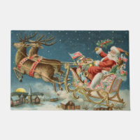 Santa Claus Christmas Antique Sleigh Reindeer