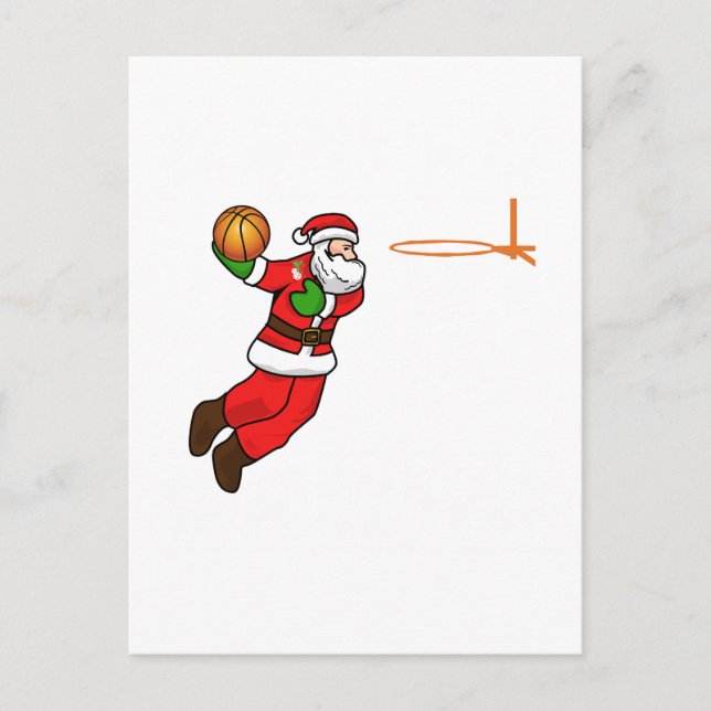 Santa Claus Christmas Basketball Player Holiday Postcard (Front)