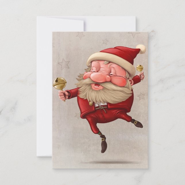 Santa Claus Christmas bells dancing Invitation (Front)