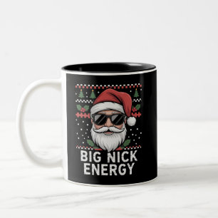 Santa Claus Christmas Big Nick Energy Party Funny Two-Tone Coffee Mug