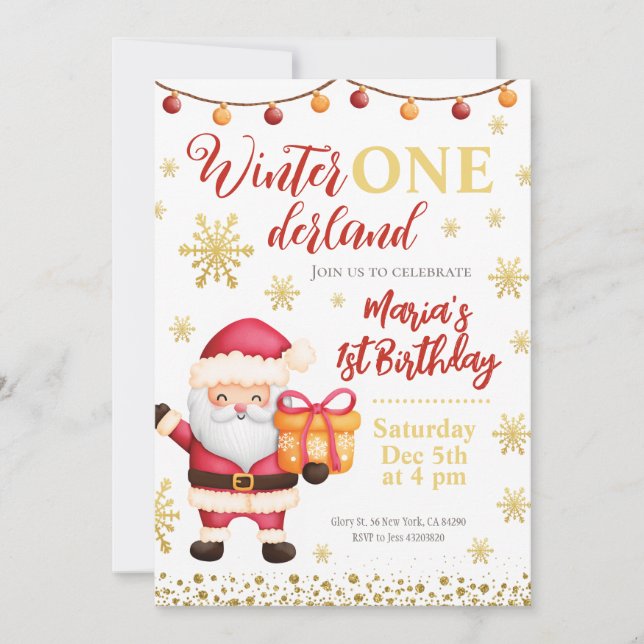 Santa Claus Christmas Birthday Invitation (Front)