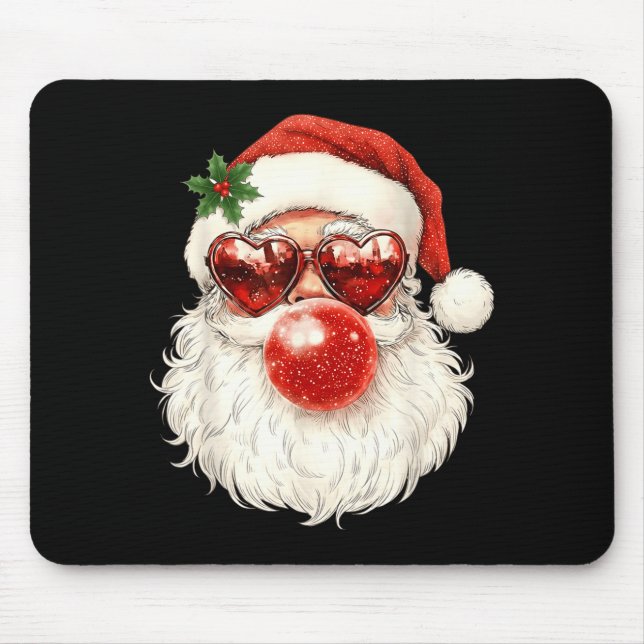 Santa Claus Christmas Blowing Bubble Gum And Sungl Mouse Mat (Front)