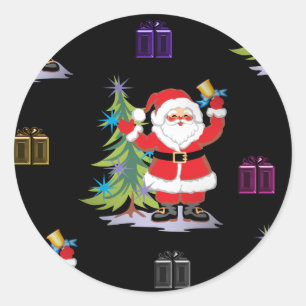 Santa Claus Christmas Classic Round Sticker