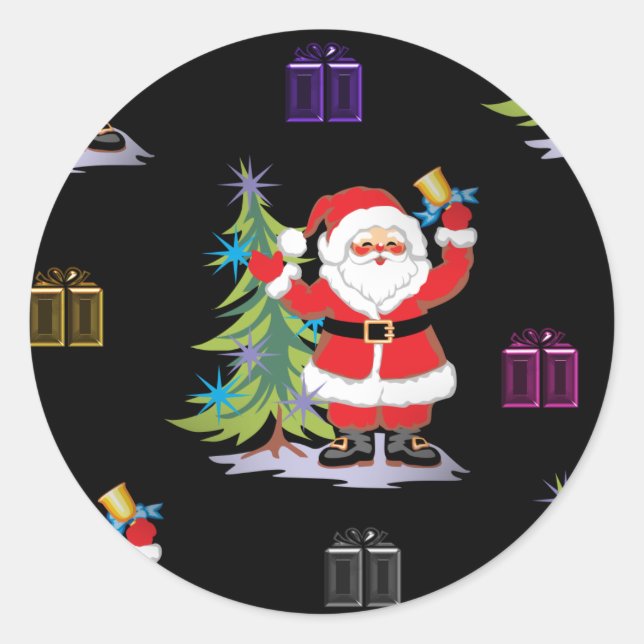 Santa Claus Christmas Classic Round Sticker (Front)