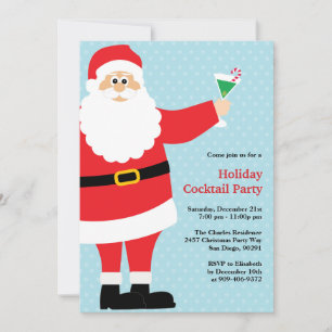 Santa Claus Christmas Cocktail Party Invitation