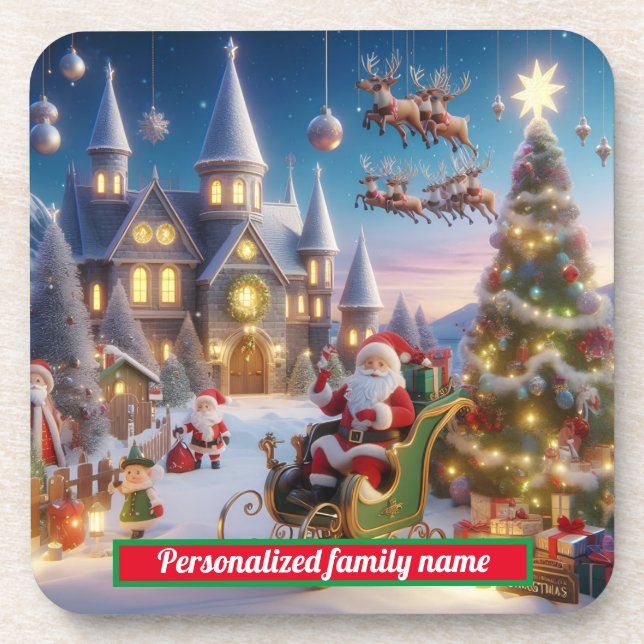 SANTA CLAUS CHRISTMAS COLOURFUL  COASTER (Front)
