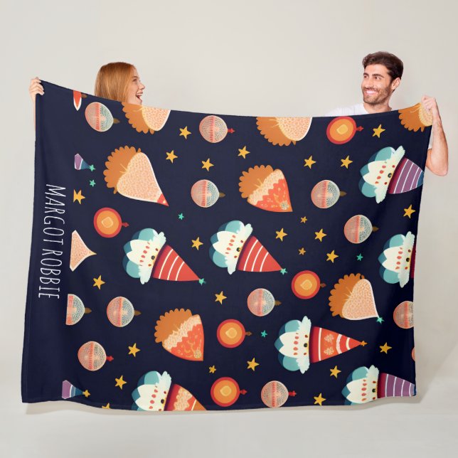 Santa Claus Christmas Decorations Retro Pattern Fleece Blanket (In Situ)