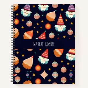 Santa Claus Christmas Decorations Retro Pattern Notebook