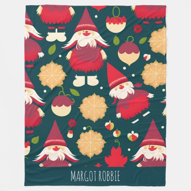 Santa Claus Christmas Decorations Water Pattern Fleece Blanket (Front)