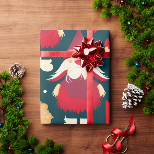 Santa Claus Christmas Decorations Water Pattern Wrapping Paper (Holiday Gift)