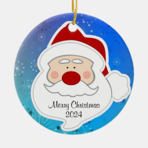 Santa Claus Christmas Design Ceramic Ornament