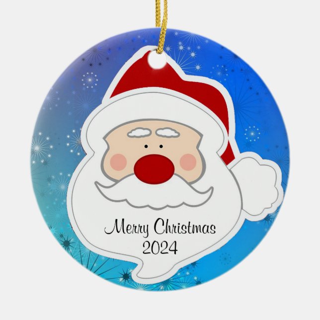 Santa Claus Christmas Design Ceramic Ornament (Front)