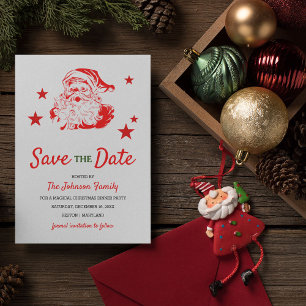 Santa Claus Christmas Dinner Party Save the Date Holiday Card