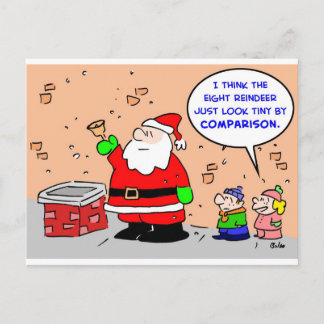 santa claus christmas eight reindeer holiday postcard