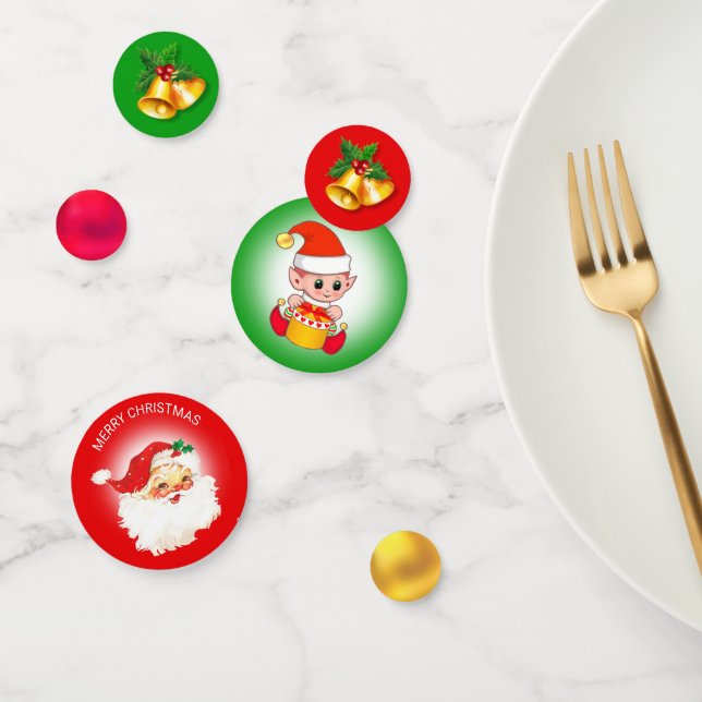 Santa Claus, Christmas elf & Bells Confetti (Group)