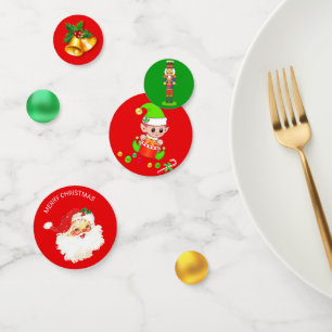 Santa Claus, Christmas elf, Nutcracker & Bells Confetti