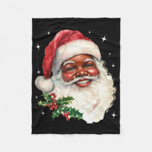 Santa Claus Christmas Face Old Xmas Vintage Santa Fleece Blanket