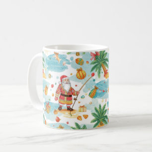 Santa Claus Christmas Fishing in Summer Coffee Mug
