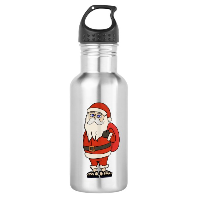 Santa Claus Christmas Flip Flops 532 Ml Water Bottle (Front)