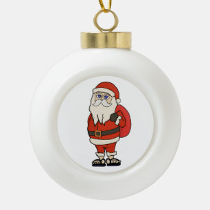 Santa Claus Christmas Flip Flops Ceramic Ball Christmas Ornament