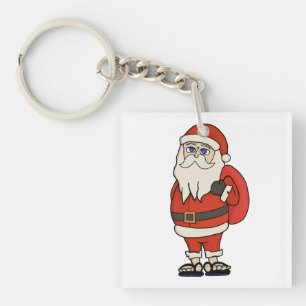 Santa Claus Christmas Flip Flops Key Ring