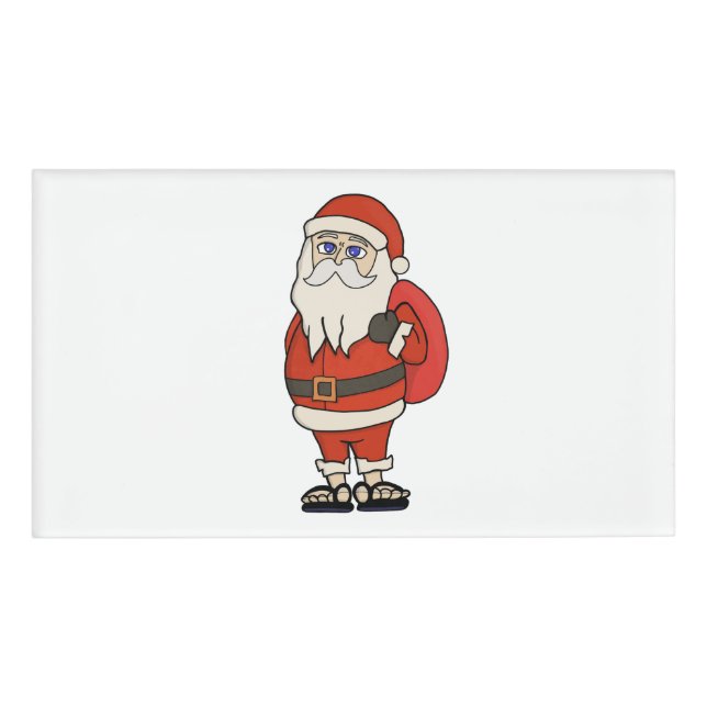 Santa Claus Christmas Flip Flops Name Tag (Front)