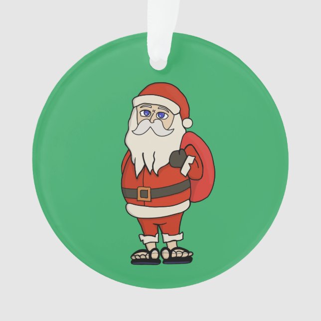 Santa Claus Christmas Flip Flops Ornament (Front)