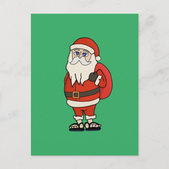 Santa Claus Christmas Flip Flops Postcard (Front)