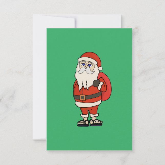 Santa Claus Christmas Flip Flops RSVP Card (Front)