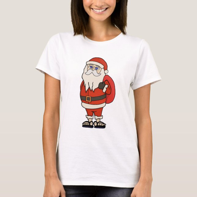 Santa Claus Christmas Flip Flops T-Shirt (Front)